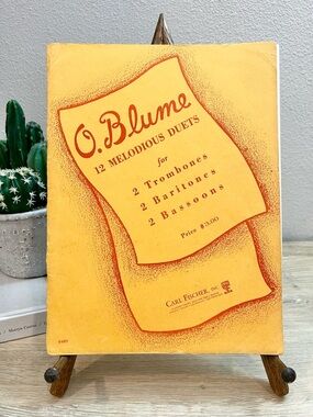 O Blume 12 Melodious Duets Trombone Baritone Bassoon Sheet Music Vintage